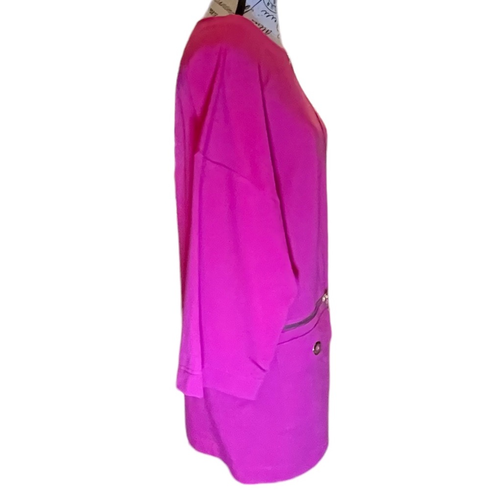 Sutton Studio Fuchsia Pink 1970’s GoGo Dancer Vibe Retro Top, Women’s Size L - Picture 3 of 7